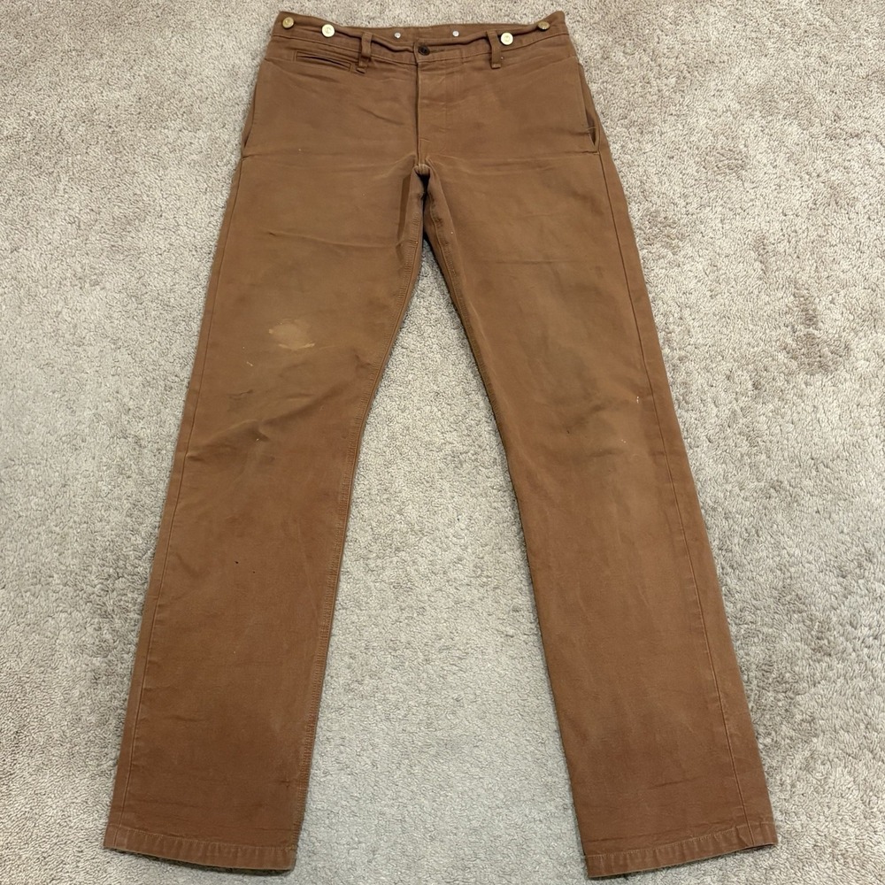 VTG Left Field NYC Mens 32 Khaki Coal Miner Ring Spun Cotton Canvas Pants USA